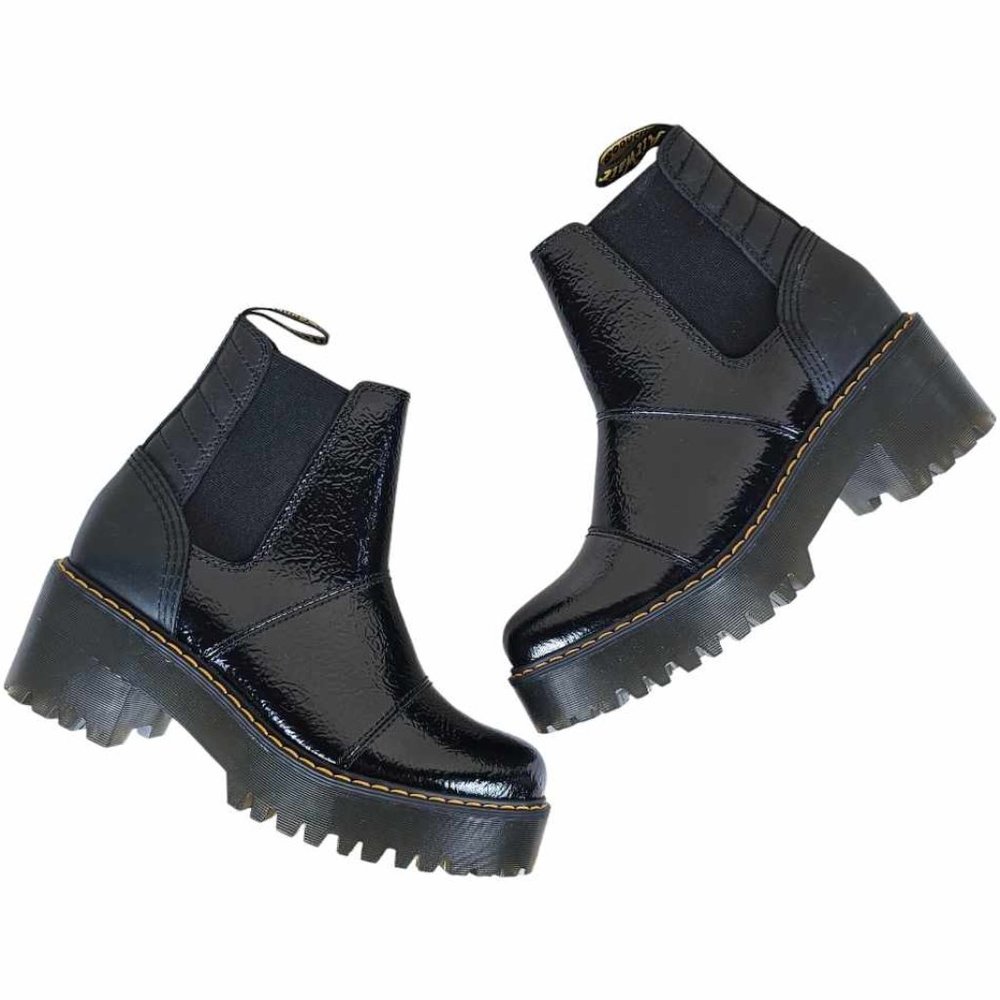 NEW Dr. Martens Black Patent Leather Chelsea Boots Rozalie Size 7 - Picture 12 of 14